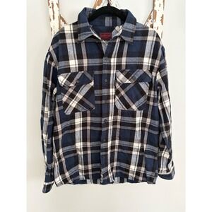 Five Brothers Mens Blue Long Sleeve Flannel Shirt M-R Plaid  Cotton‎